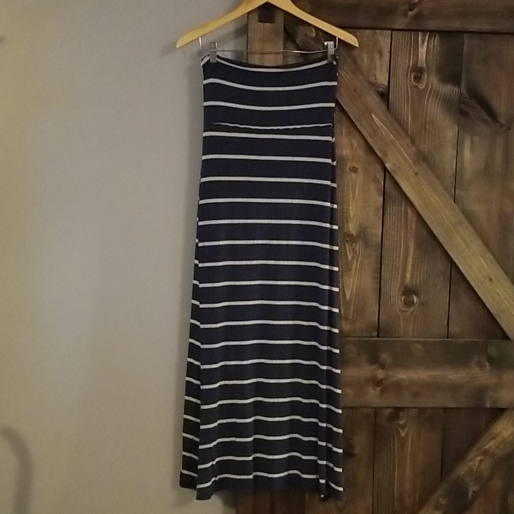Blue and White Striped Maxi Dress